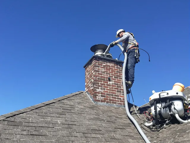 Dedicated Willoughby Chimney Sweep team member cleaning a chimney in Willoughby, OH