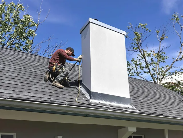 Willoughby Chimney Sweep team member finishing chimney construction in Willoughby, OH