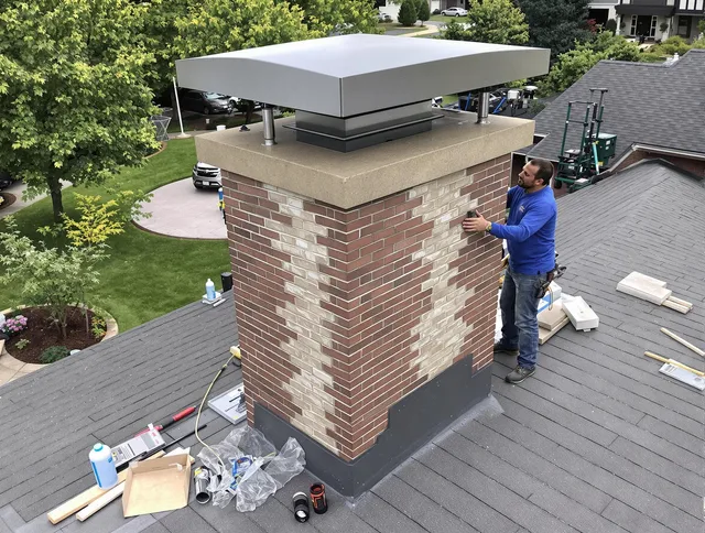 Willoughby Chimney Sweep team working on a custom chimney remodel in Willoughby, OH