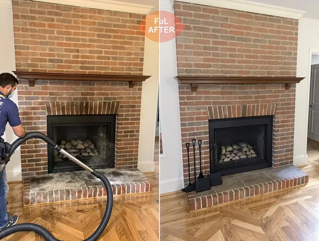 Willoughby Chimney Sweep carefully sanitizing a fireplace in Willoughby, OH
